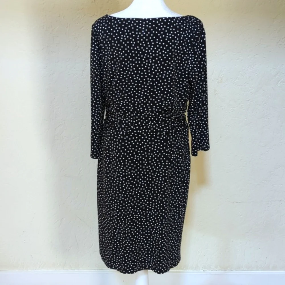 Ann Taylor Black and White Cinched Waist 3/4 Sleeve Sheath Dress Size 12 - Picture 8 of 11